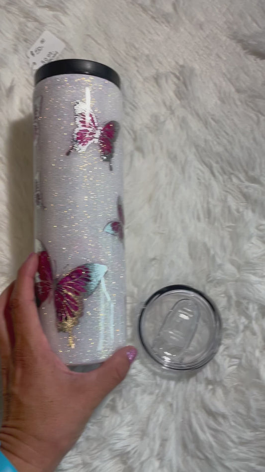 Butterfly 30 oz. Skinny Tumbler w/2 lids