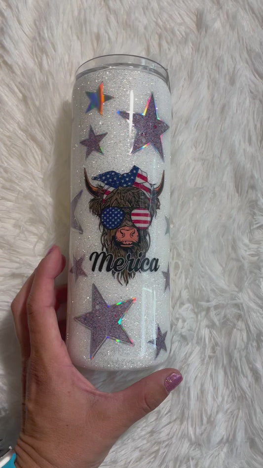 Merica Cow 20 oz. Skinny Tumbler